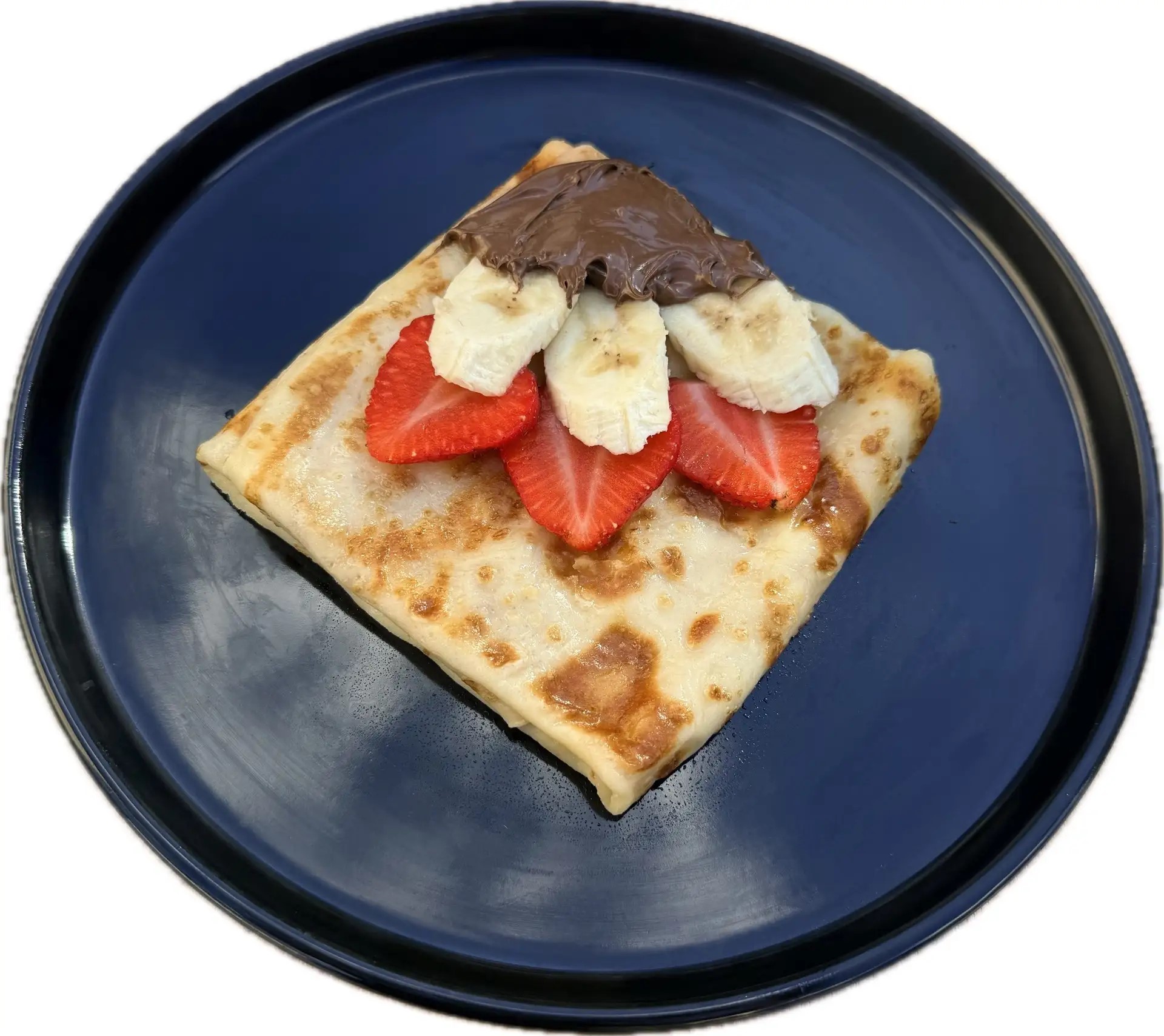 Блин с нутеллой и бананом и клубникой